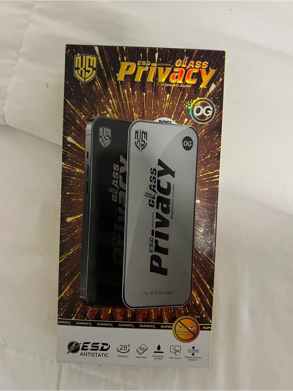 Privacy Tempered Glass Screen Protector - Black & Silver